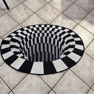 3D visual optical Vortex Illusion floor mat rug, oval, 47" X 31" Washable